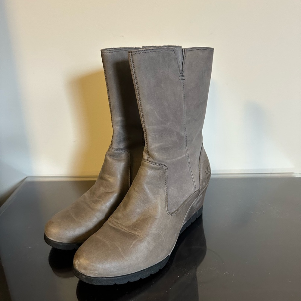 Ugg Gray Leather Women's Boots